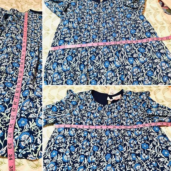 Vineyard Vines Winter Garden Pintuck Front Dress Deep Bay Blue Green XXS NWT - Picture 11 of 11